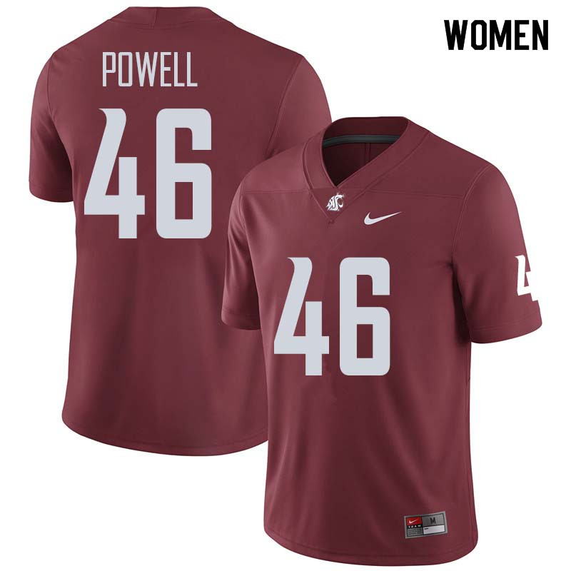 Women #46 Erik Powell Washington State Cougars College Football Jerseys Sale-Crimson - Click Image to Close